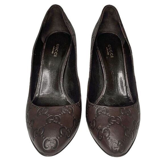 Gucci Chocolate Brown Leather Pumps Horsebit Heel EU 38.5 US 8.5 Made in Italy - Picture 2 of 12